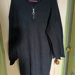 Black Ribbed Knit Sweater Dress XXL